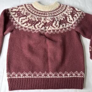 Vintage Dale Of Norway Pure New Wool Maroon White Knit Sweater Adult Size L 52